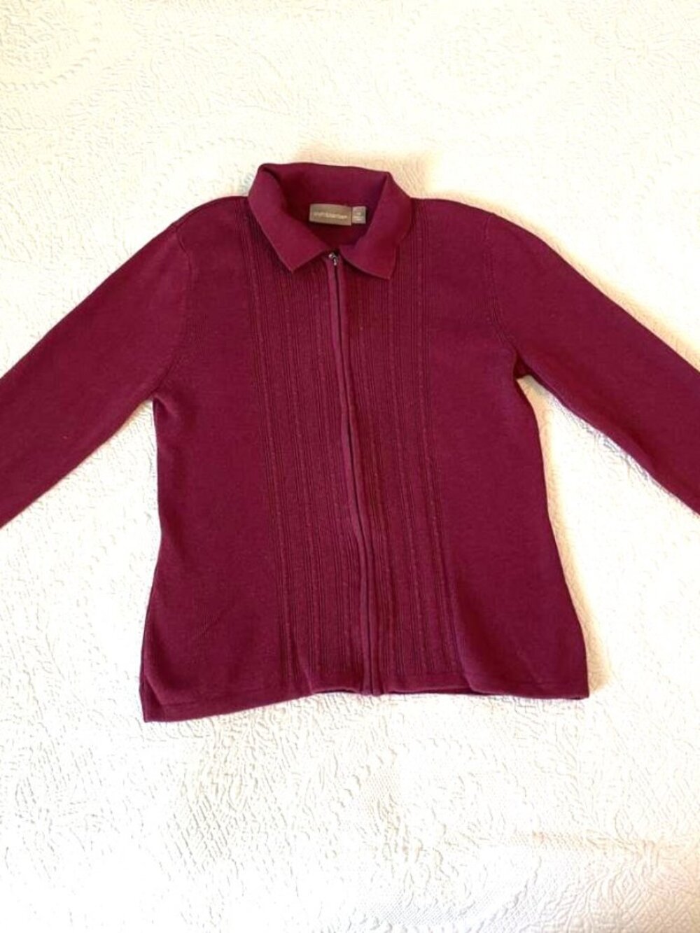 Burgundy Croft and Barrow Zippered Sweater